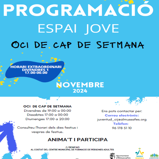 Programació Espai Jove Oci de cap de setmana