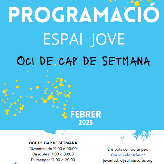 Programació Espai Jove Oci de cap de setmana